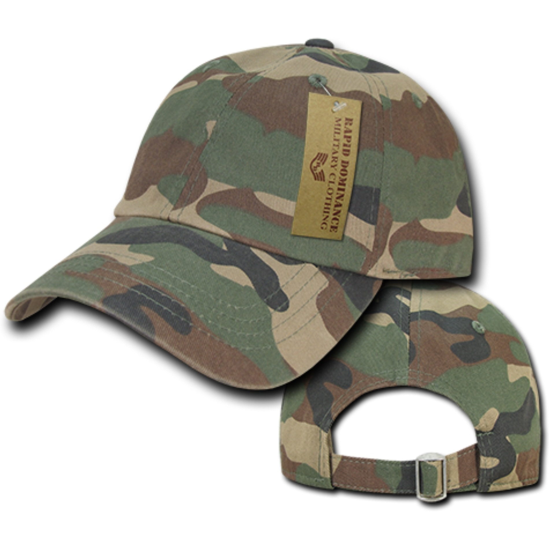 Camo Polo Caps, Woodland Camo