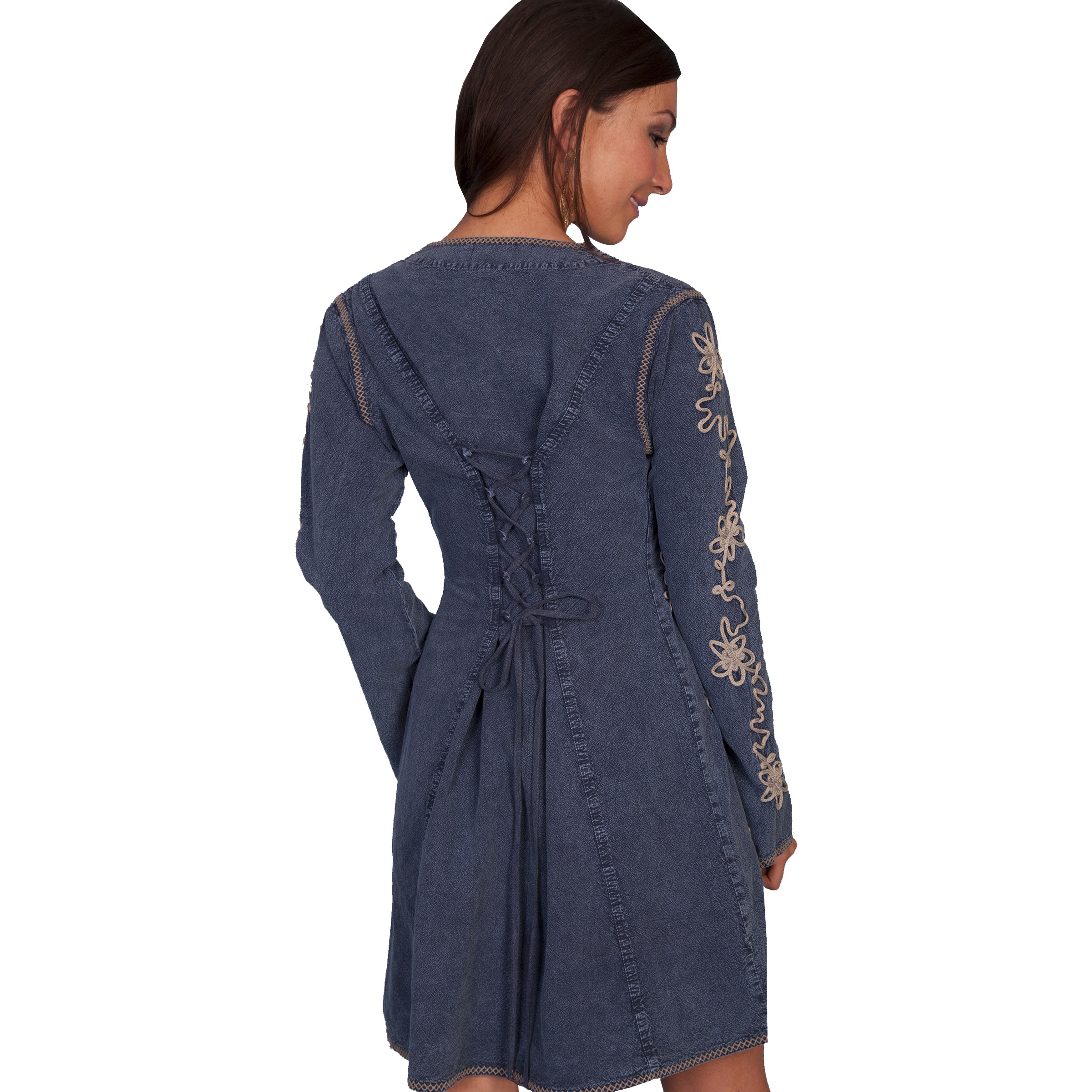 CONTRAST SOUTACHE L/S DRESS