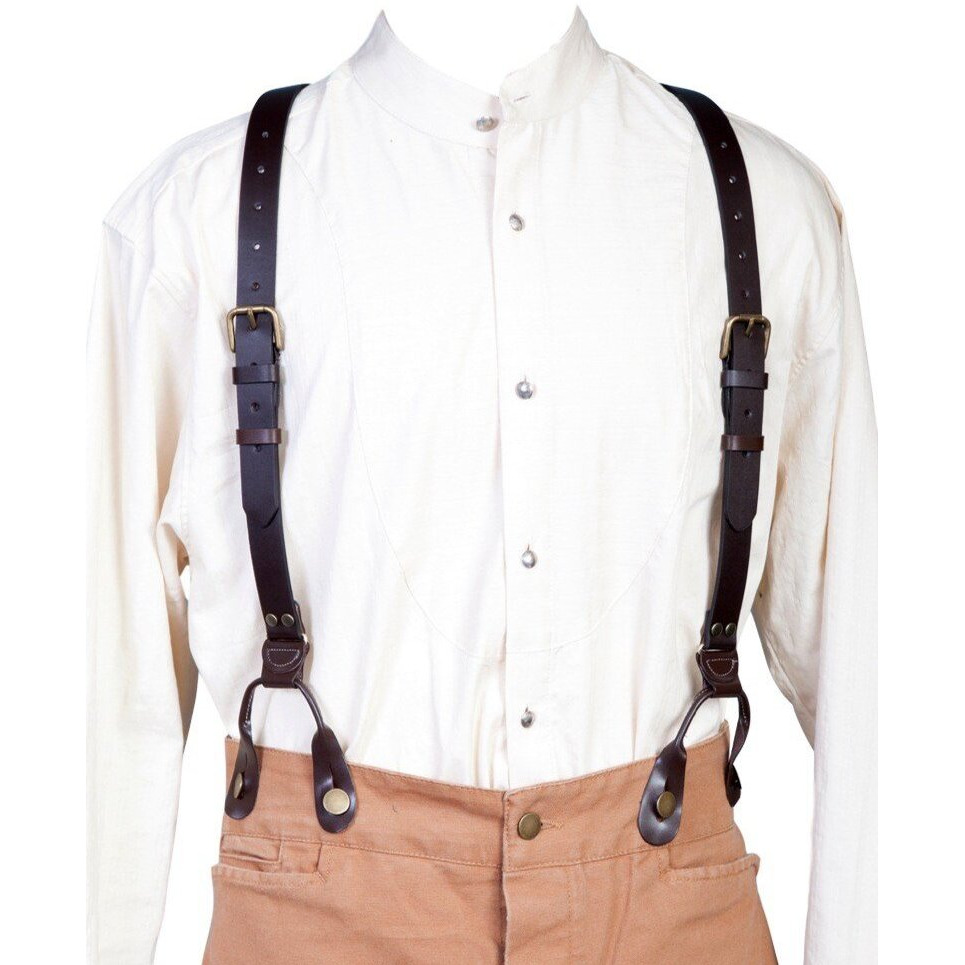 1" LEATHER SUSPENDERS 48" LONG