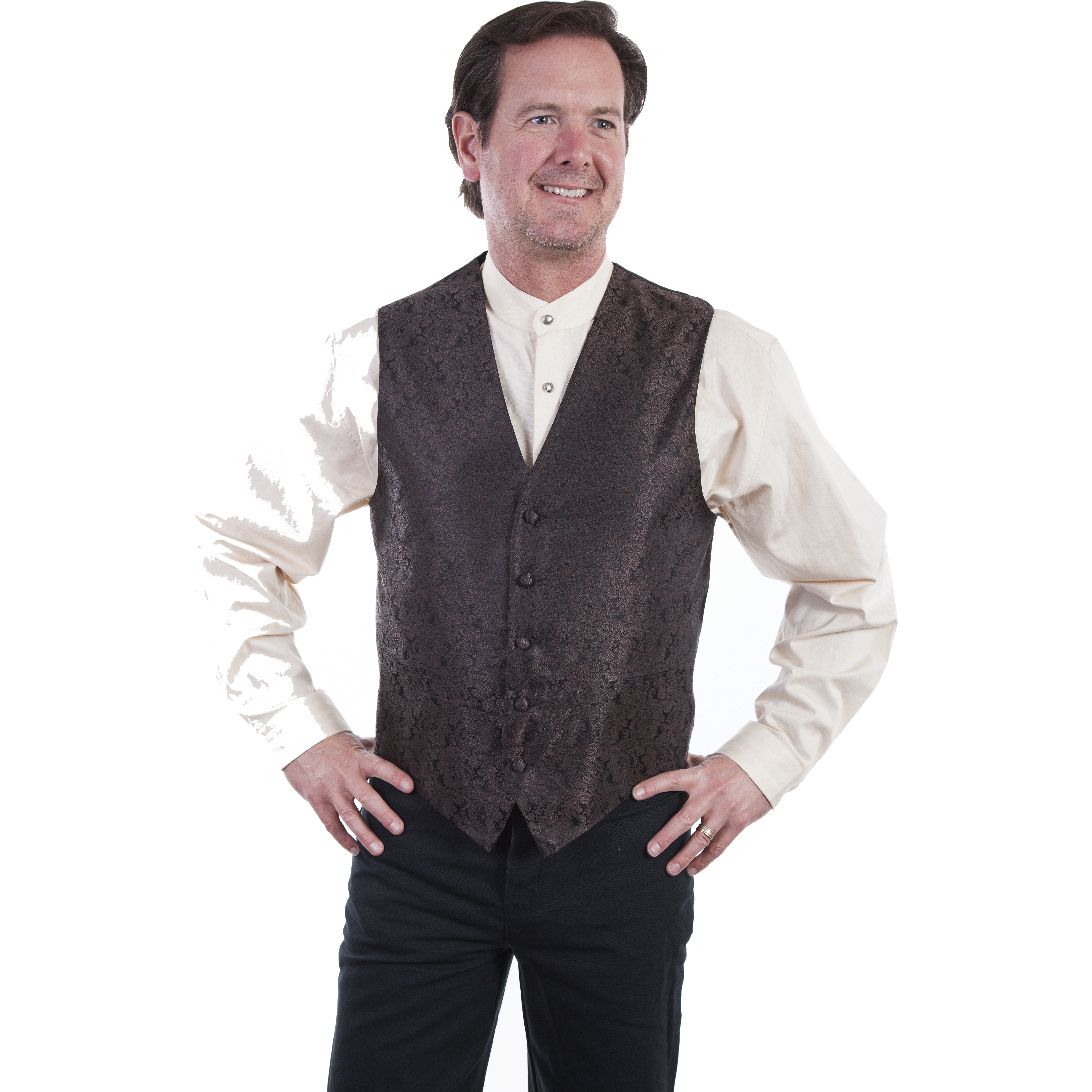 NO LAPEL PAISLEY VEST