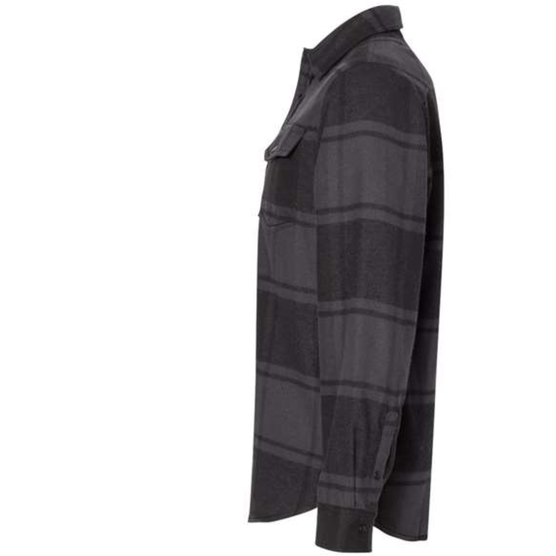 Burnside Snap Front Long Sleeve Plaid Flannel Shirt - Black, M