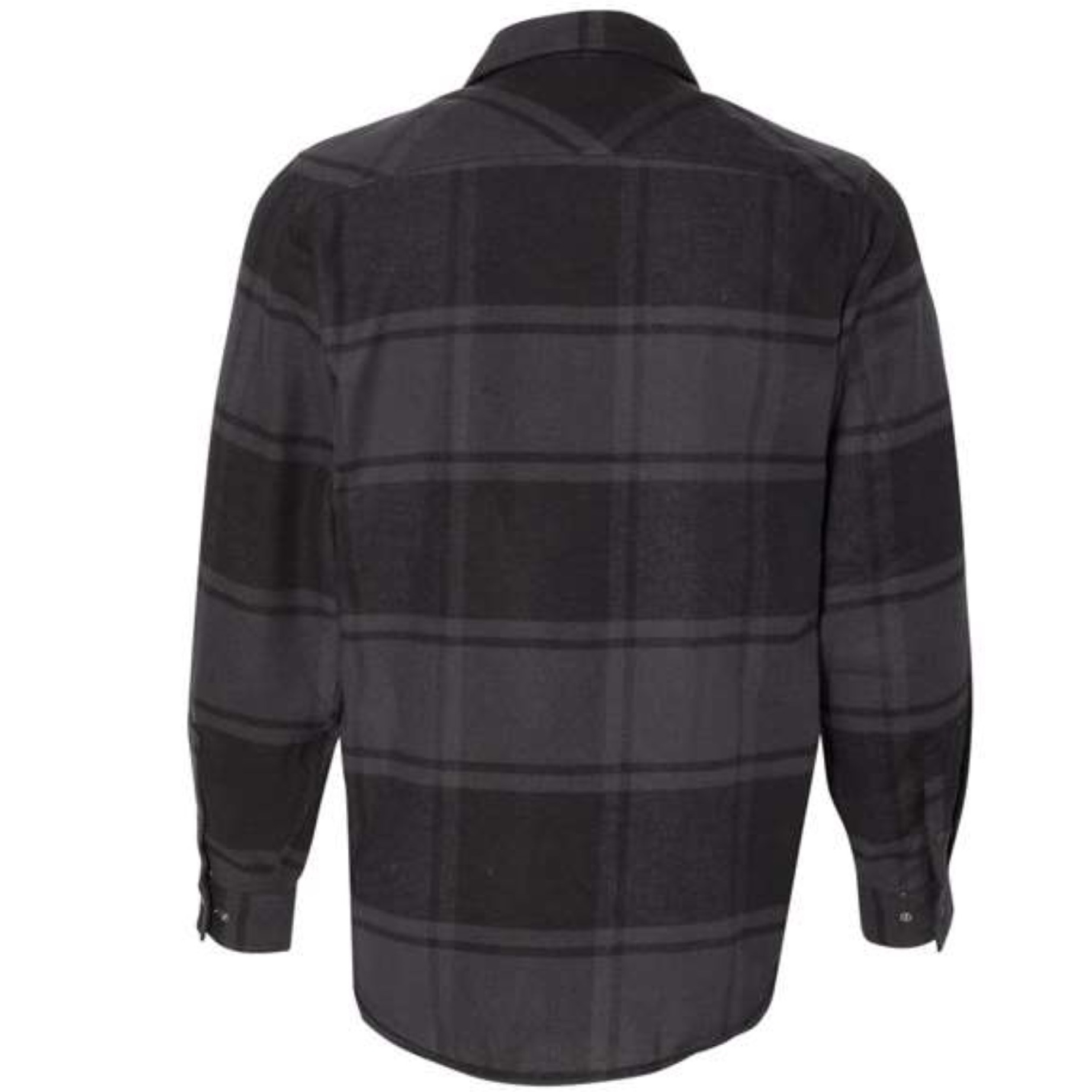 Burnside Snap Front Long Sleeve Plaid Flannel Shirt - Black, L