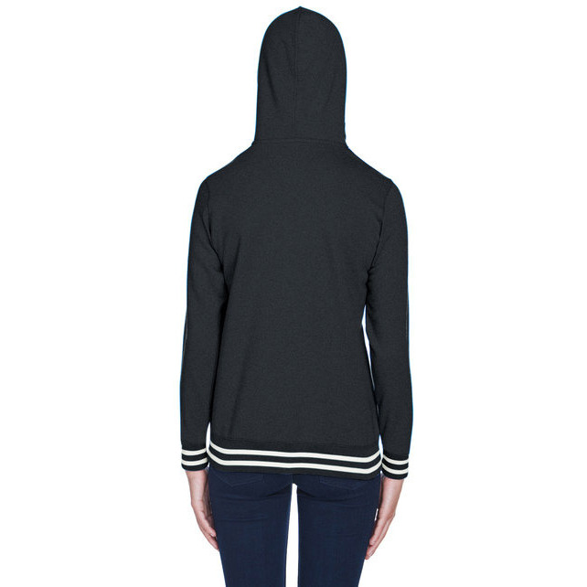 J. America Womens Relay Hooded Sweatshirt - Black, L