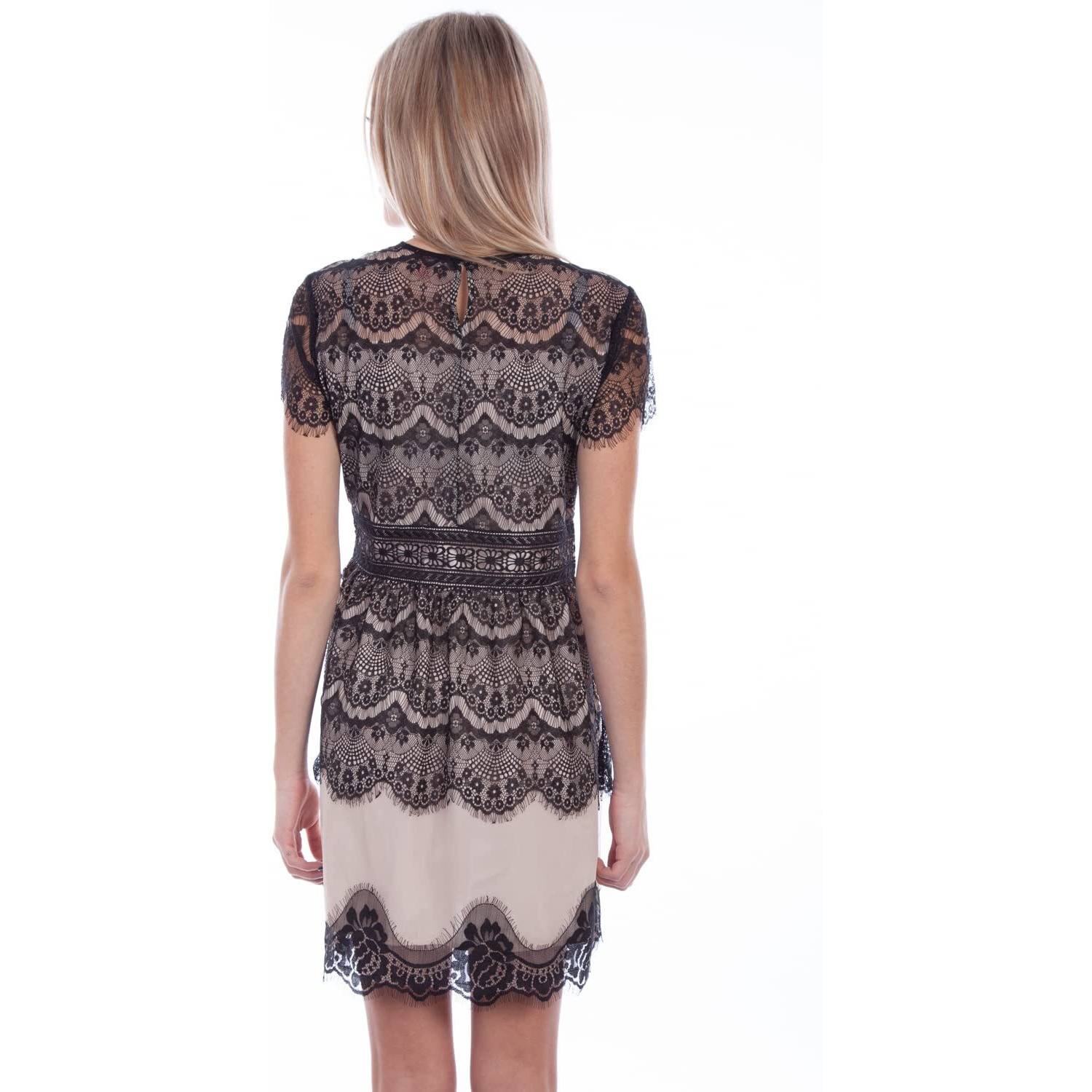 CONTRAST LINING LACE DRESS