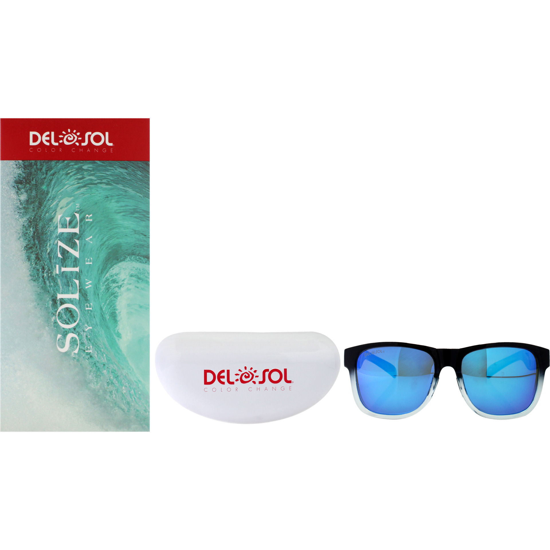 Solize Into the Sun - Black and Clear to Blue by DelSol for Unisex - 1 Pc Sunglasses