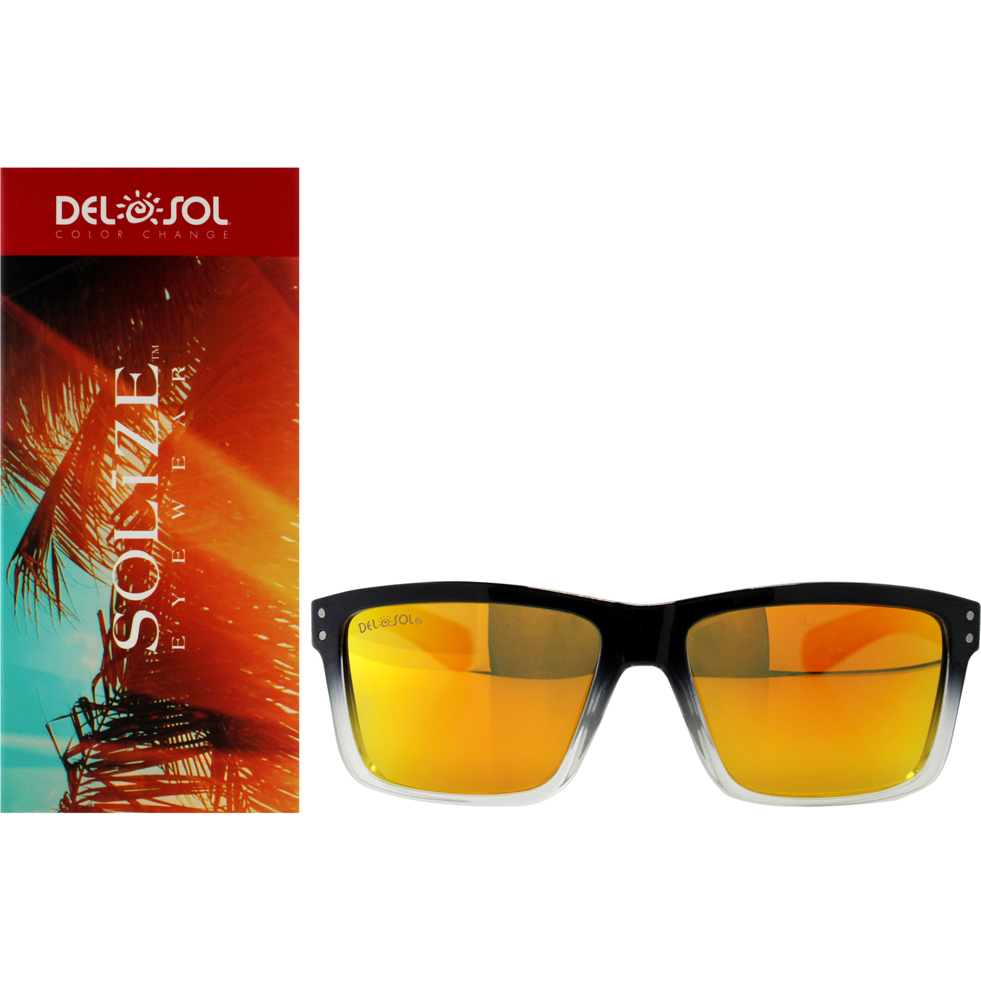 Solize Sea Sand Sun - Black and Clear to Yellow by DelSol for Unisex - 1 Pc Sunglasses