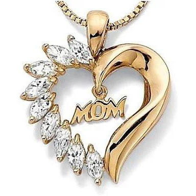 MOM's LOVE Heart Pendant With CZ(D0102HEYPZ7.)