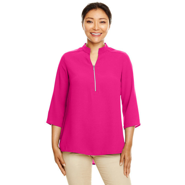 Ladies Perfect Fit34-Sleeve crepe Tunic - BLAcK - XS(D0102H7Z06P)