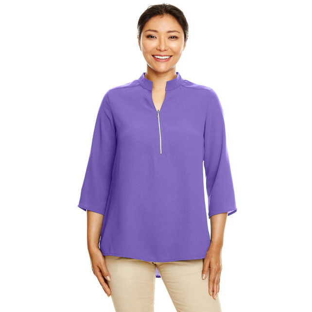 Ladies Perfect Fit34-Sleeve crepe Tunic - BLAcK - XS(D0102H7Z0BP)