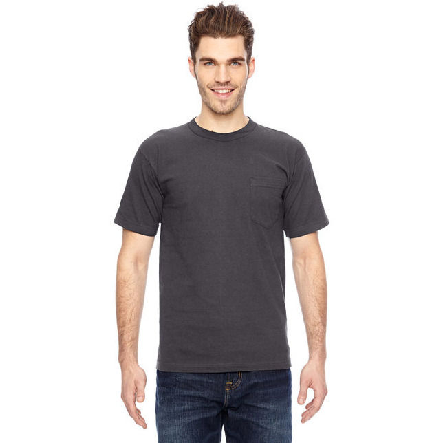 Adult 61 oz 100% cotton Pocket T-Shirt - ASH - S(D0102H7DU78)