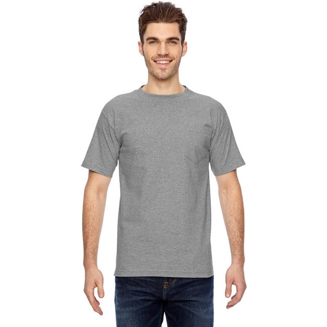 Adult 61 oz 100% cotton Pocket T-Shirt - ASH - S(D0102H7DUPP)