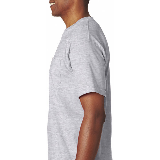 Adult 61 oz 100% cotton Pocket T-Shirt - ASH - S(D0102H7DTUX)