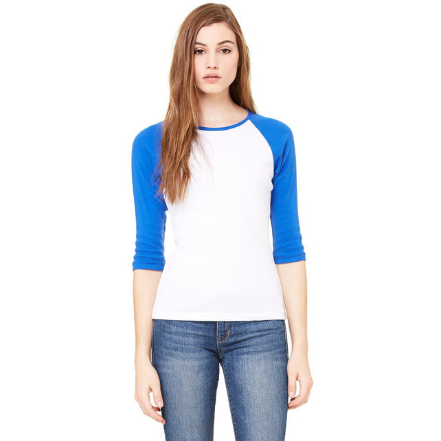 Ladies Baby Rib 34-Sleeve contrast Raglan T-Shirt - DEEP HTHR BLAcK - S(D0102H78ZLP)