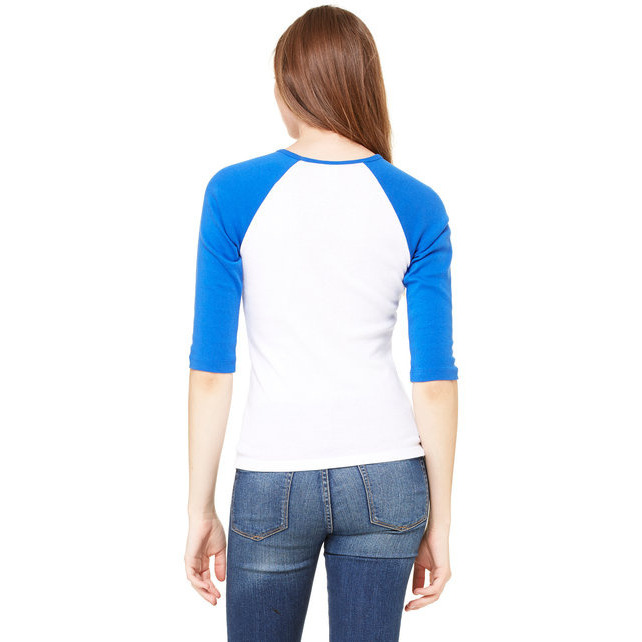 Ladies Baby Rib 34-Sleeve contrast Raglan T-Shirt - DEEP HTHR BLAcK - S(D0102H78ZLP)