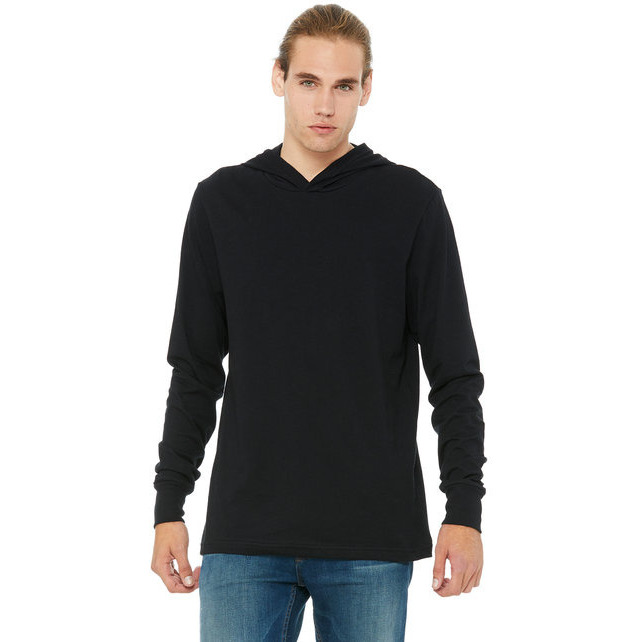 Unisex Jersey Long-Sleeve Hoodie - HEATHER NAVY - XS(D0102H789A2)