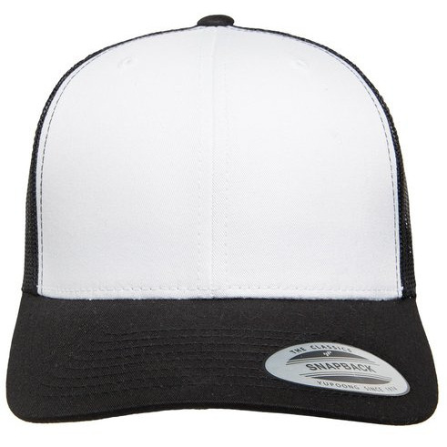 YP classics Adult Adjustable White-Front Panel Trucker cap - BLK WH BLK - OS(D0102H78B9T)