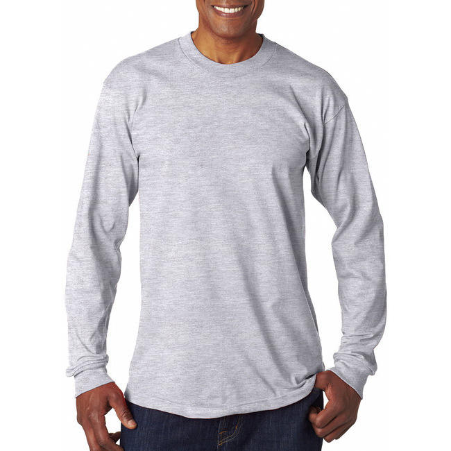Adult 61 oz 100% cotton Long Sleeve T-Shirt - ASH - S(D0102H7D356)