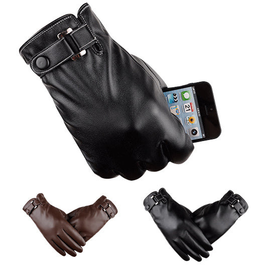 Autumn Warmth Stylish Vegan Leather Touch Smart gloves(D0102HE688U)