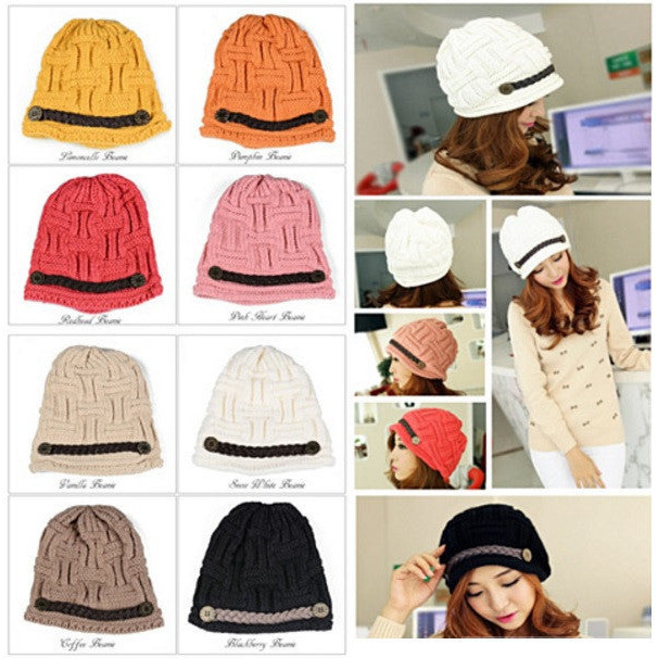 Be My Beanie Soft Wool Beanie cap With Vegan Leather Trim(D0102HEYg7A)