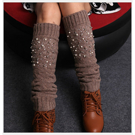 Miss Pearly Legs Leg Warmers With Pearls And crystals(D0102HPIYHY)