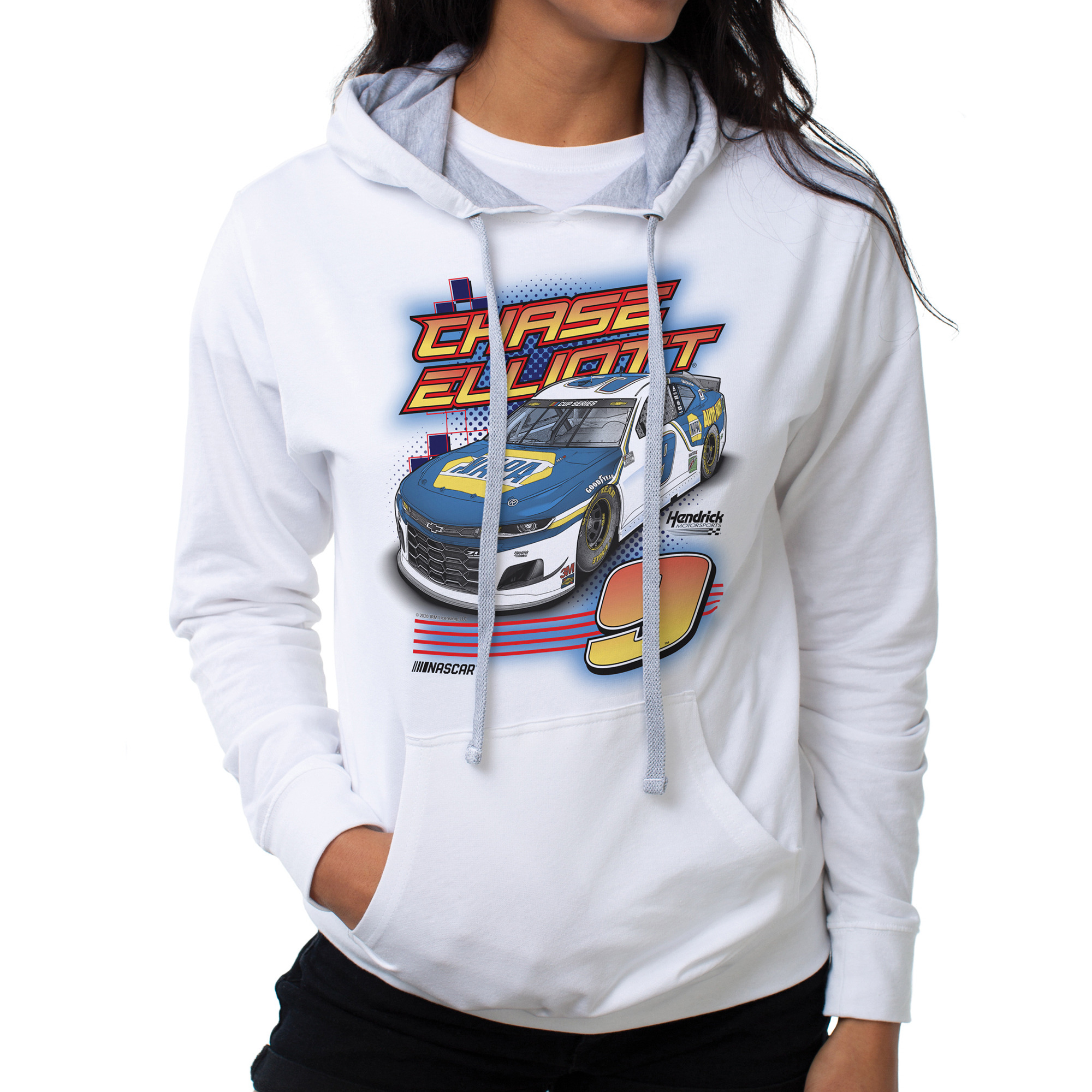 NASCAR Hooded Sweatshirt - Chase Elliot - 1 White by DelSol for Women - 1 Pc T-Shirt (XL)