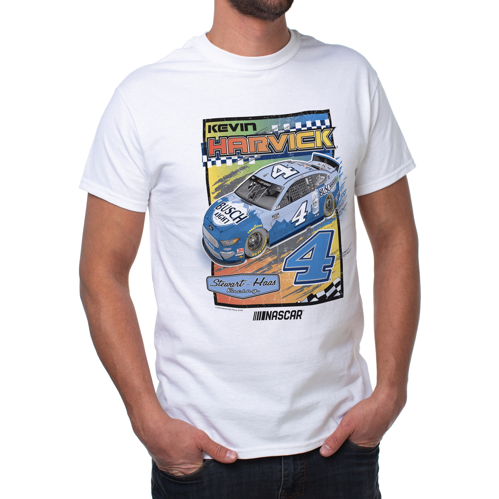 NASCAR Mens Classic Crew Tee - Kevin Harvick - 1 White by DelSol for Men - 1 Pc T-Shirt (XL)