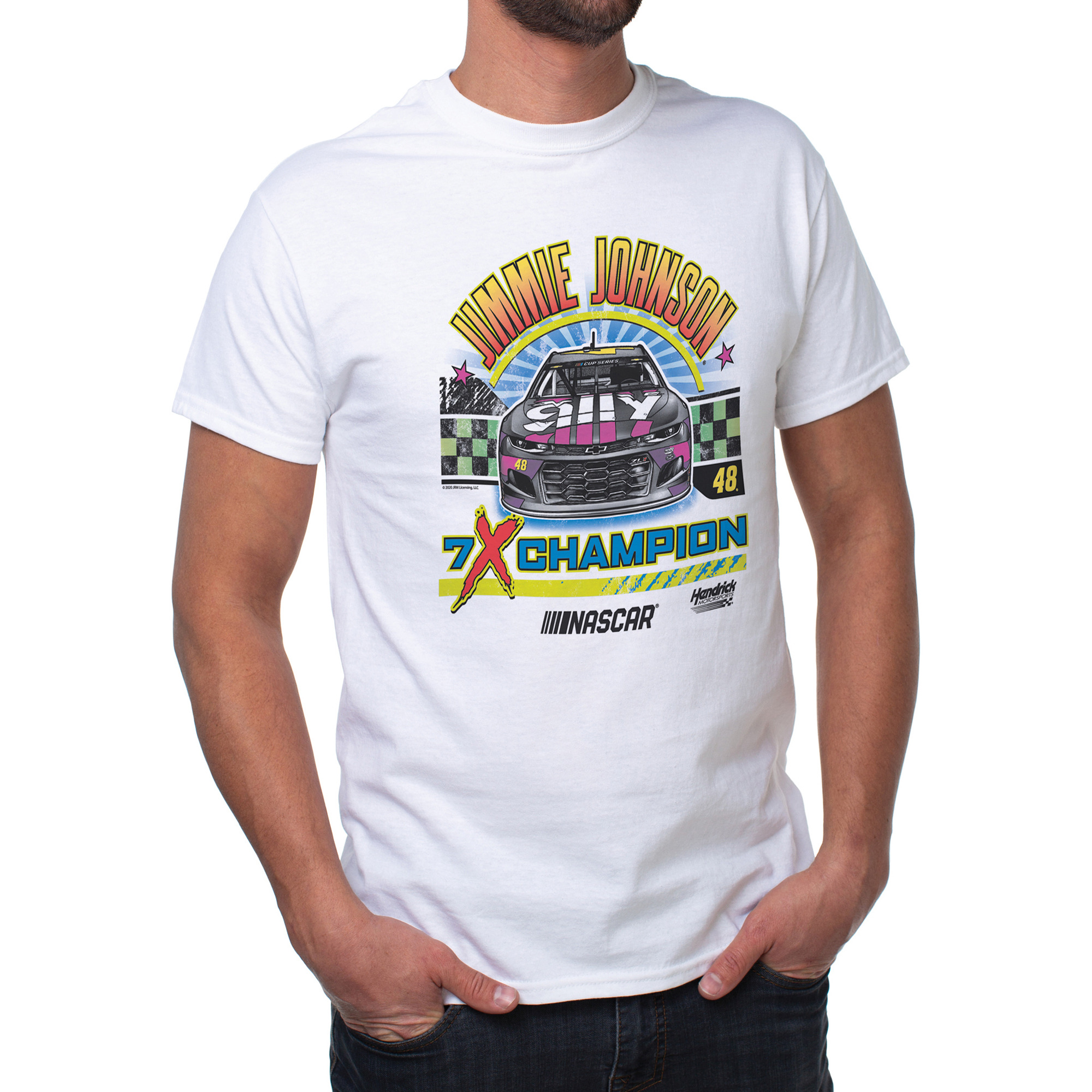 NASCAR Mens Classic Crew Tee - Jimmie Johnson - 9 White by DelSol for Men - 1 Pc T-Shirt (S)
