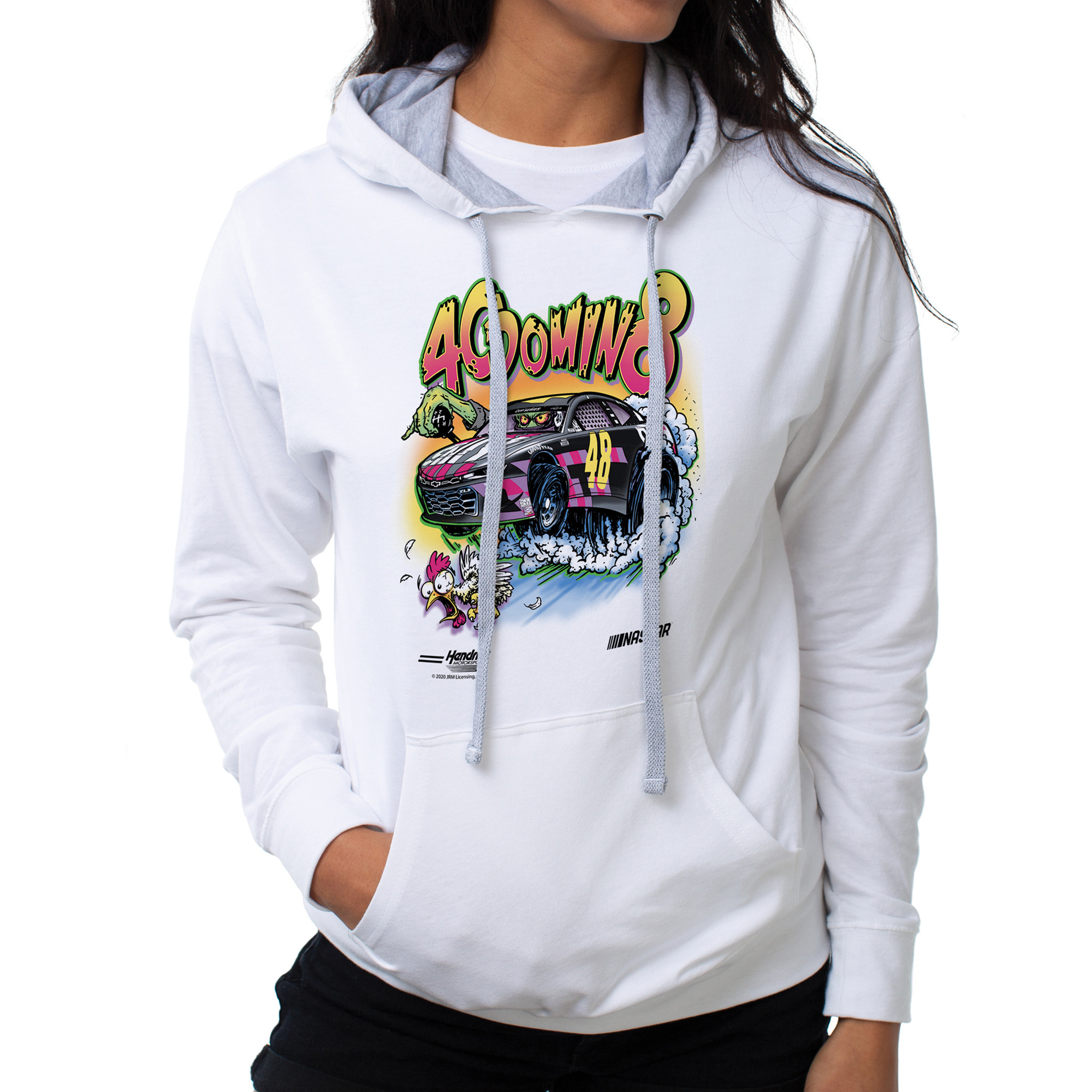 NASCAR Hooded Sweatshirt - Jimmie Johnson - 3 White by DelSol for Women - 1 Pc T-Shirt (XL)