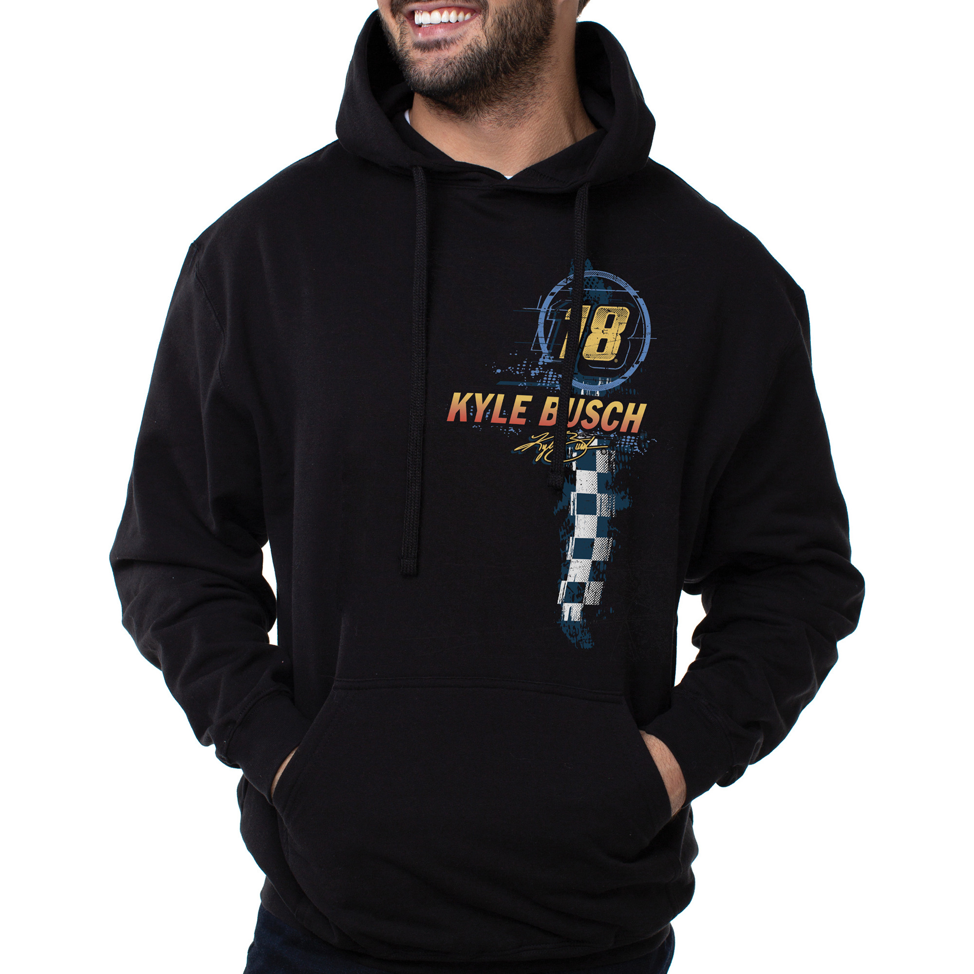 NASCAR Hooded Sweatshirt - Kyle Busch - 8 White by DelSol for Men - 1 Pc T-Shirt (2XL)