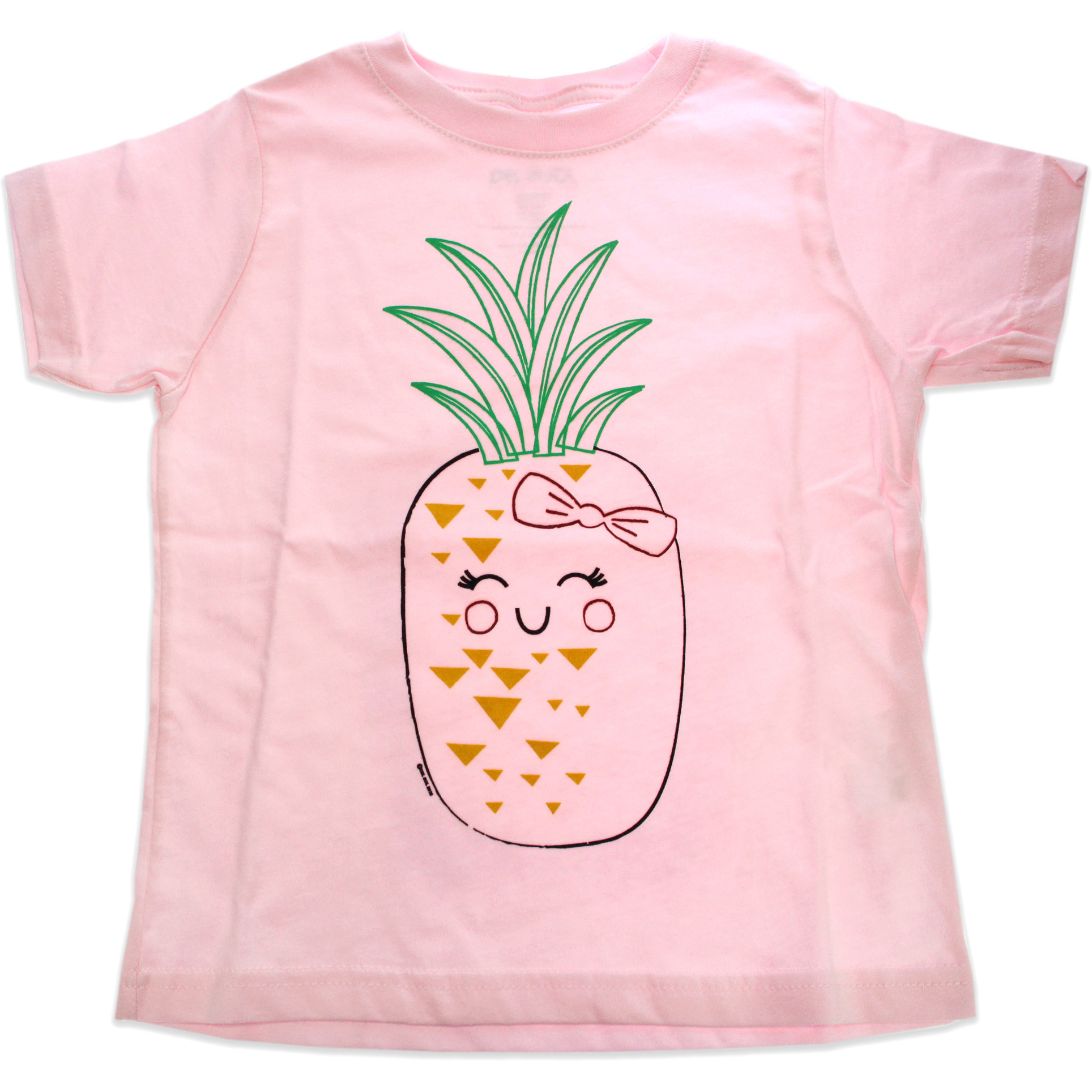Girls Crew Tee - Blushing Pineapples - Balerina by DelSol for Kids - 1 Pc T-Shirt (3T)