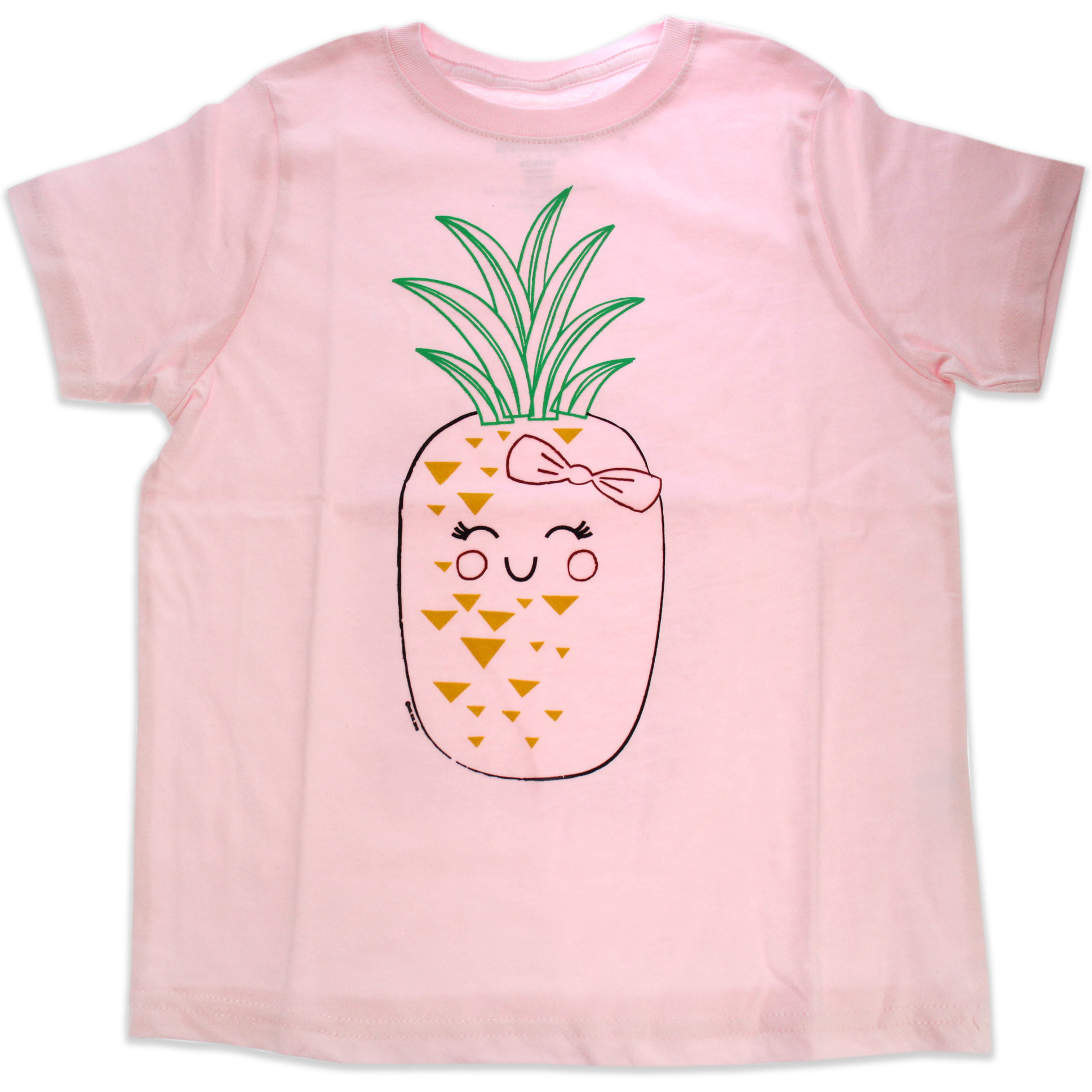 Girls Crew Tee - Blushing Pineapples - Balerina by DelSol for Kids - 1 Pc T-Shirt (4T)