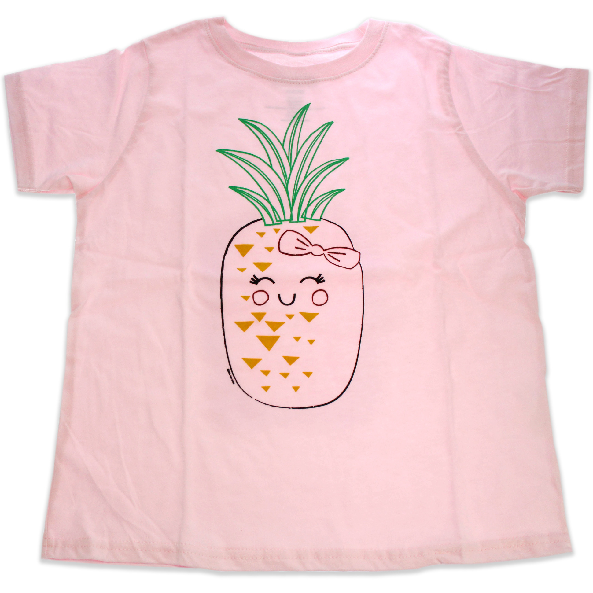 Girls Crew Tee - Blushing Pineapples - Balerina by DelSol for Kids - 1 Pc T-Shirt (5T-6T)