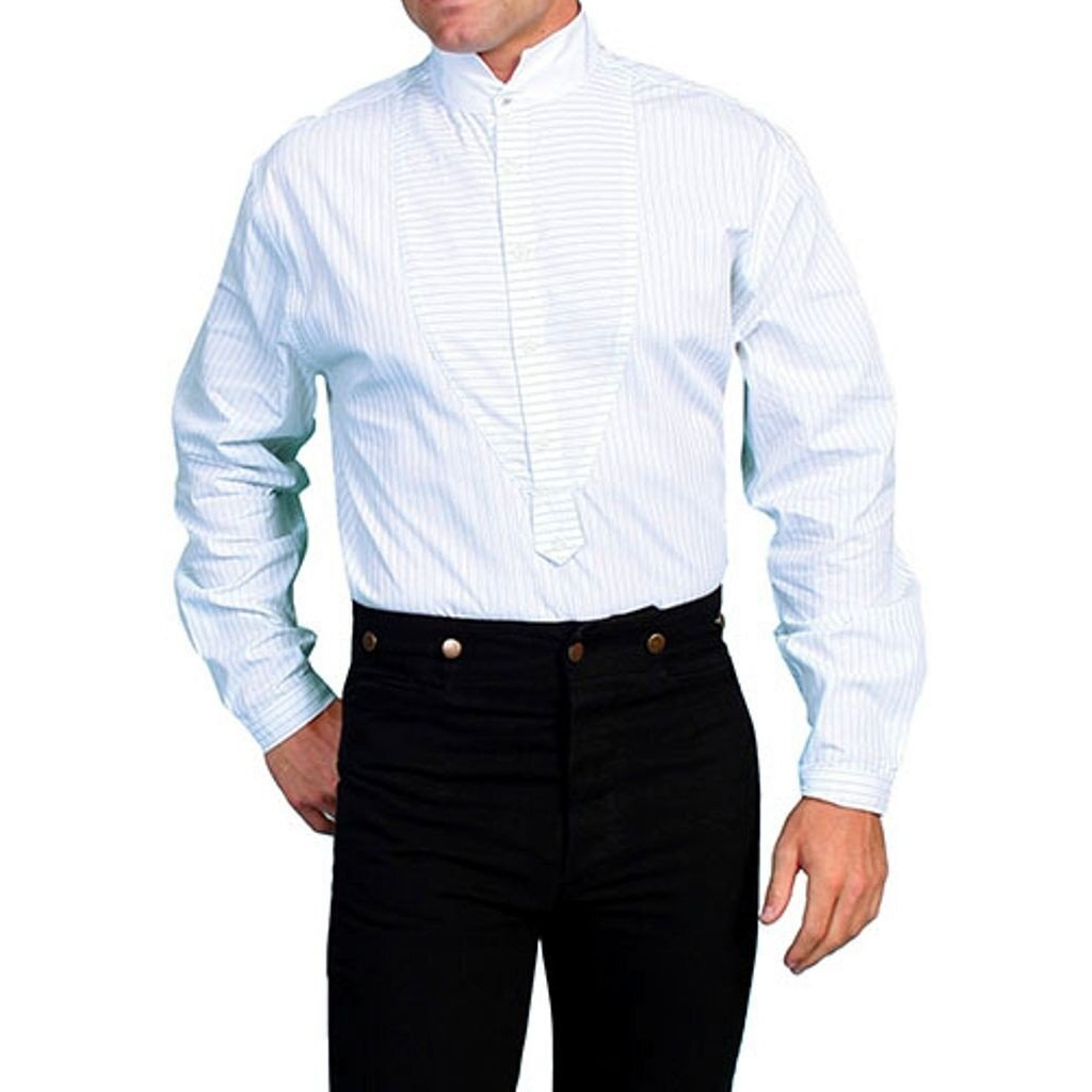 PINSTRIPE YARN DYE W/HIGH COLLAR
