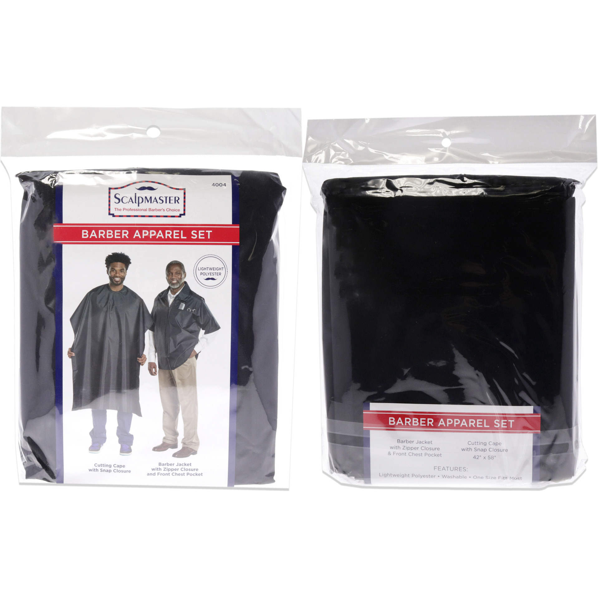 Barber Jacket and Cutting Cap Set - Black by Scalpmaster for Unisex - 2 Pc Barber Jacket, Cutting Cape