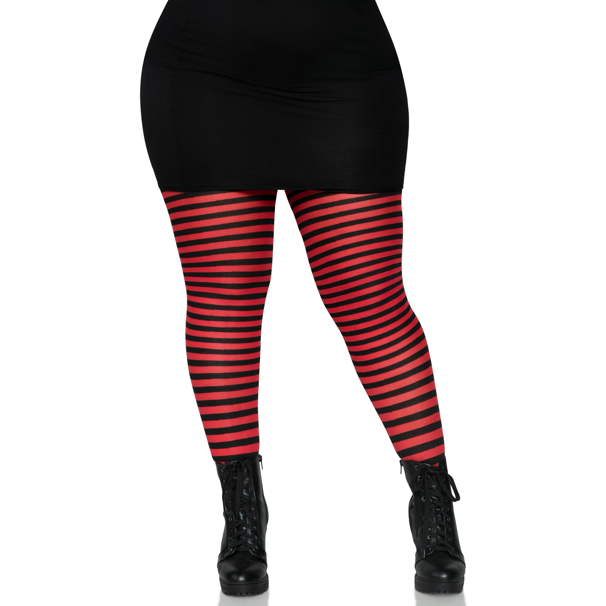 PLUS SIZE STRIPED TIGHTS PLUS SI BLACK/RED