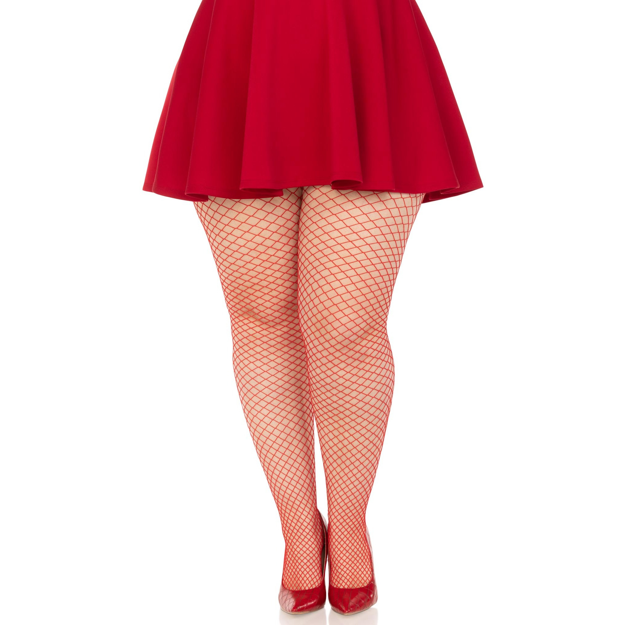 Spandex Industrial Net tights  1X-2X RED