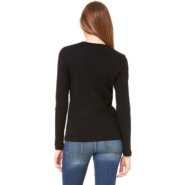 Ladies Jersey Long-Sleeve T-Shirt - BLAcK - S(D0102H78KWP)