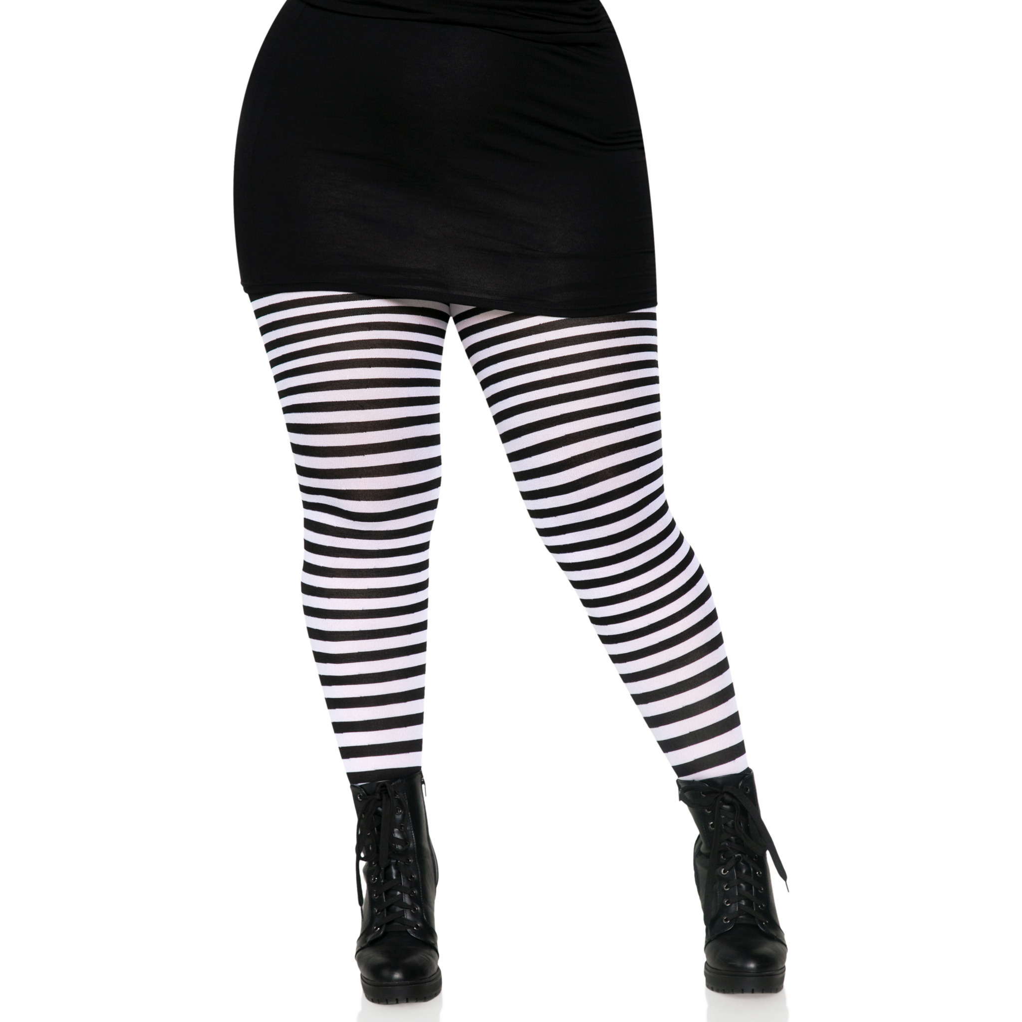 Plus Size Stripe Tights PLUS SI BLACK/WHITE