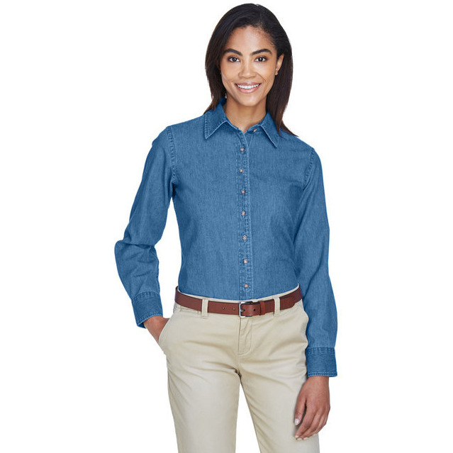 Ladies 65 oz Long-Sleeve Denim Shirt - DARK DENIM - S(D0102H7NV58)