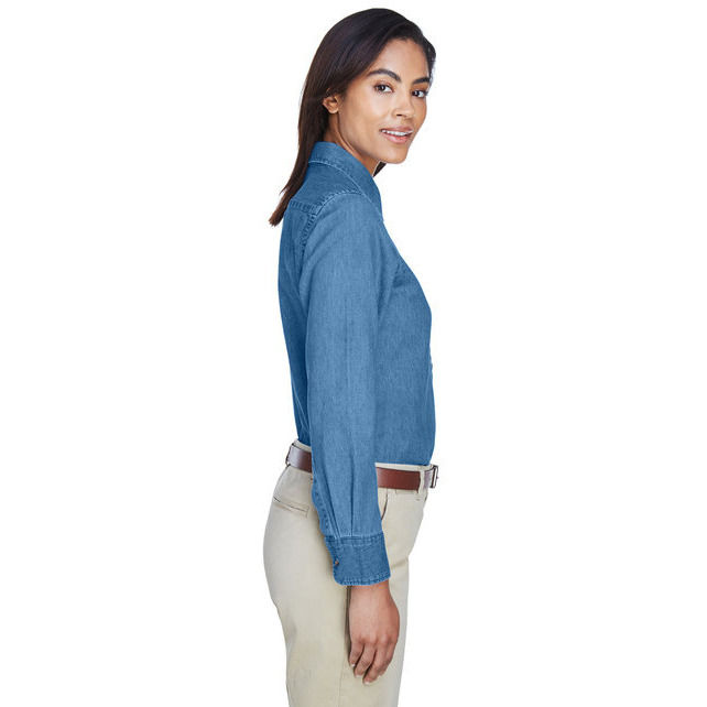 Ladies 65 oz Long-Sleeve Denim Shirt - DARK DENIM - S(D0102H7NV58)