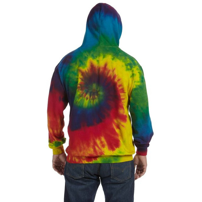 Adult Tie-Dyed Pullover Hooded Sweatshirt - SPIDER LIME - S(D0102H78NgJ)
