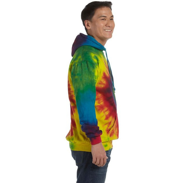 Adult Tie-Dyed Pullover Hooded Sweatshirt - SPIDER LIME - S(D0102H78NgJ)