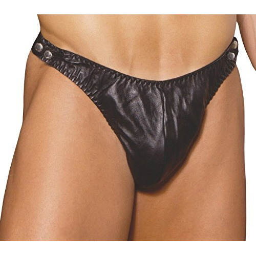 MEN's THONG W/ SIDE SNAPS BLACK Q/S