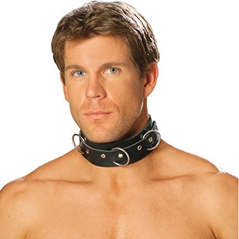 LEATHER COLLAR W/ 3 O RINGS BLACK O/S