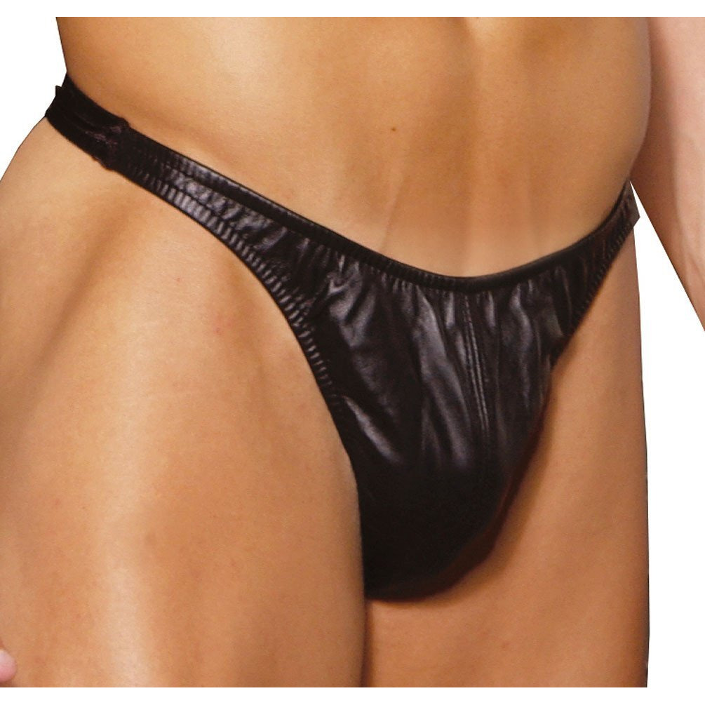 MEN's LEATHER THONG BLACK Q/S