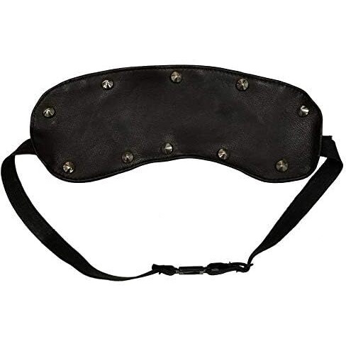 LEATHER BLINDFOLD WITH STUDS BLACK O/S