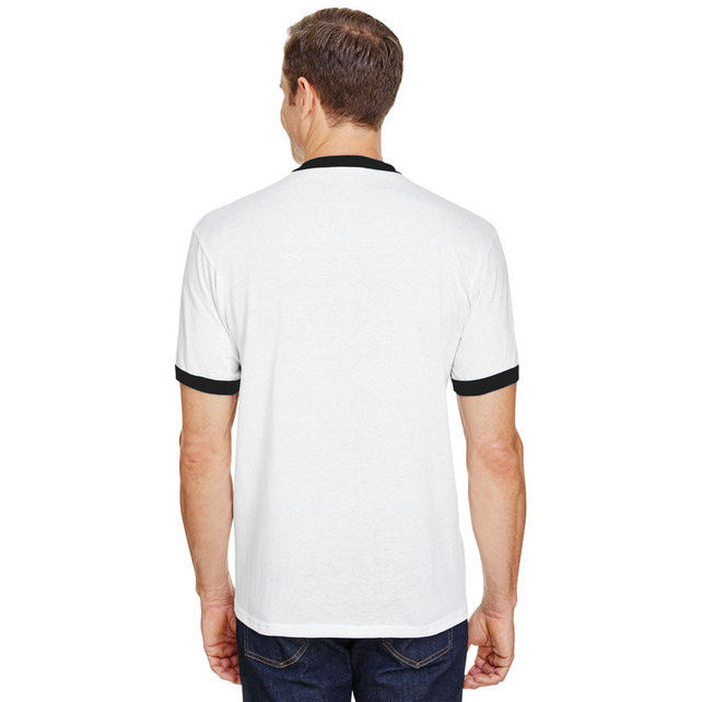 Adult Ringer T-Shirt - WHITE ROYAL - L(D0102H7YL08)