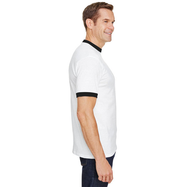 Adult Ringer T-Shirt - WHITE ROYAL - L(D0102H7YL08)