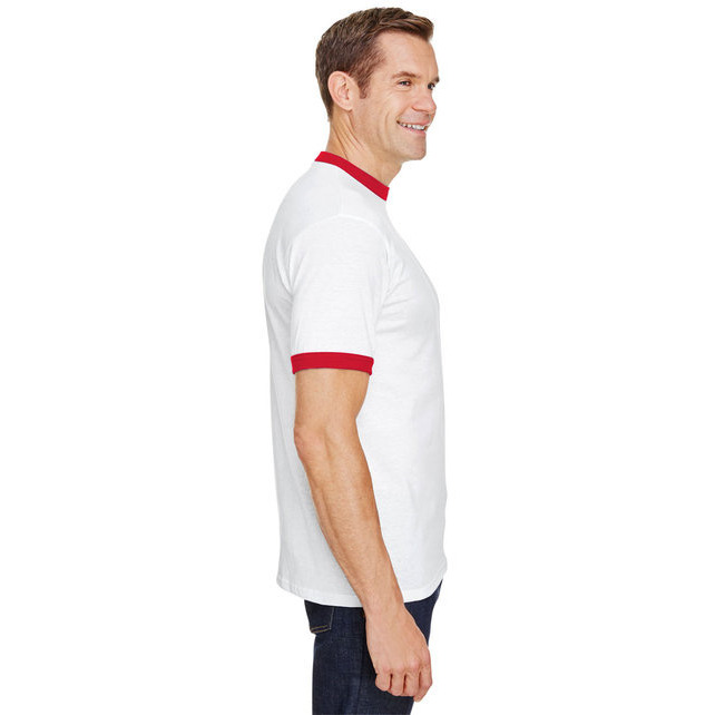 Adult Ringer T-Shirt - WHITE ROYAL - L(D0102H7YLL6)