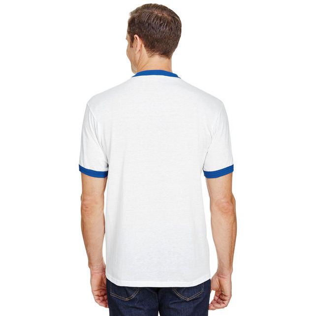 Adult Ringer T-Shirt - WHITE ROYAL - L(D0102H7YLQJ)